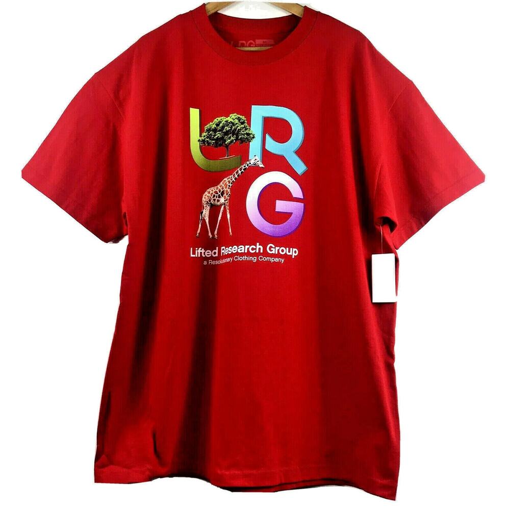 LRG Lifted Research Group Tee Mens Medium Graphic T-Shirt Red 100% Cotton NEW
